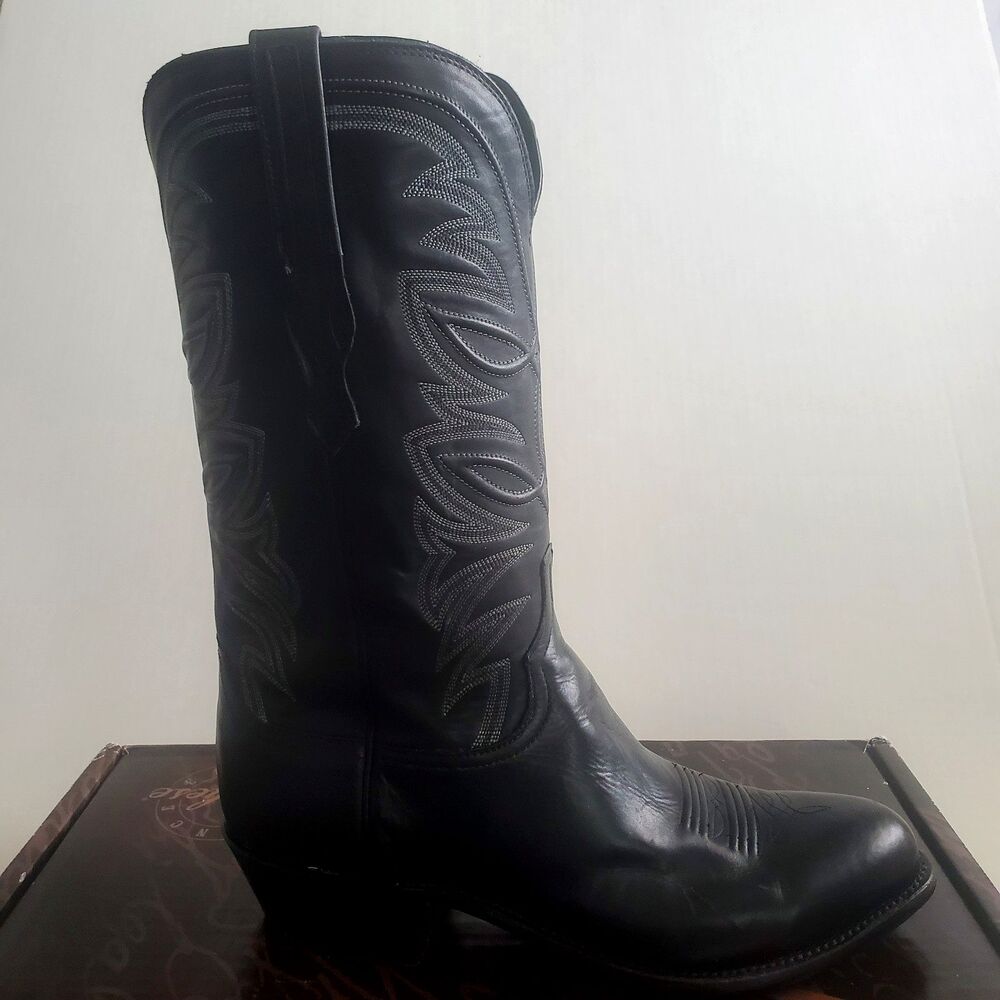 Lucchese Men's Western Boots Size 11EE Black Genuine Leather Cowboy Boots
